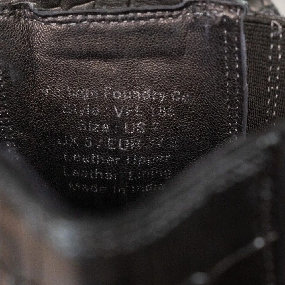 Vintage Foundry‎ Co Main Boot Black Leather Croc Embossed Size 7